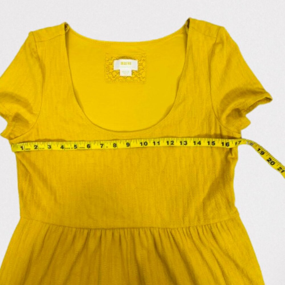 Anthropologie Maeve NEW Gillian Knit Tiered Maxi Dres Size M Mustard Yellow - Picture 11 of 14